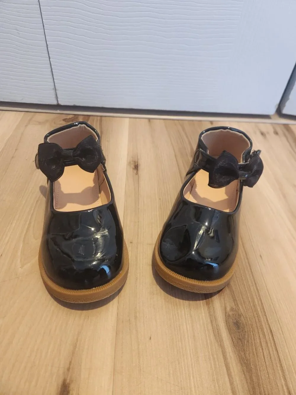 Black Patent Mary Jane Shoes with velcro strap and Bow